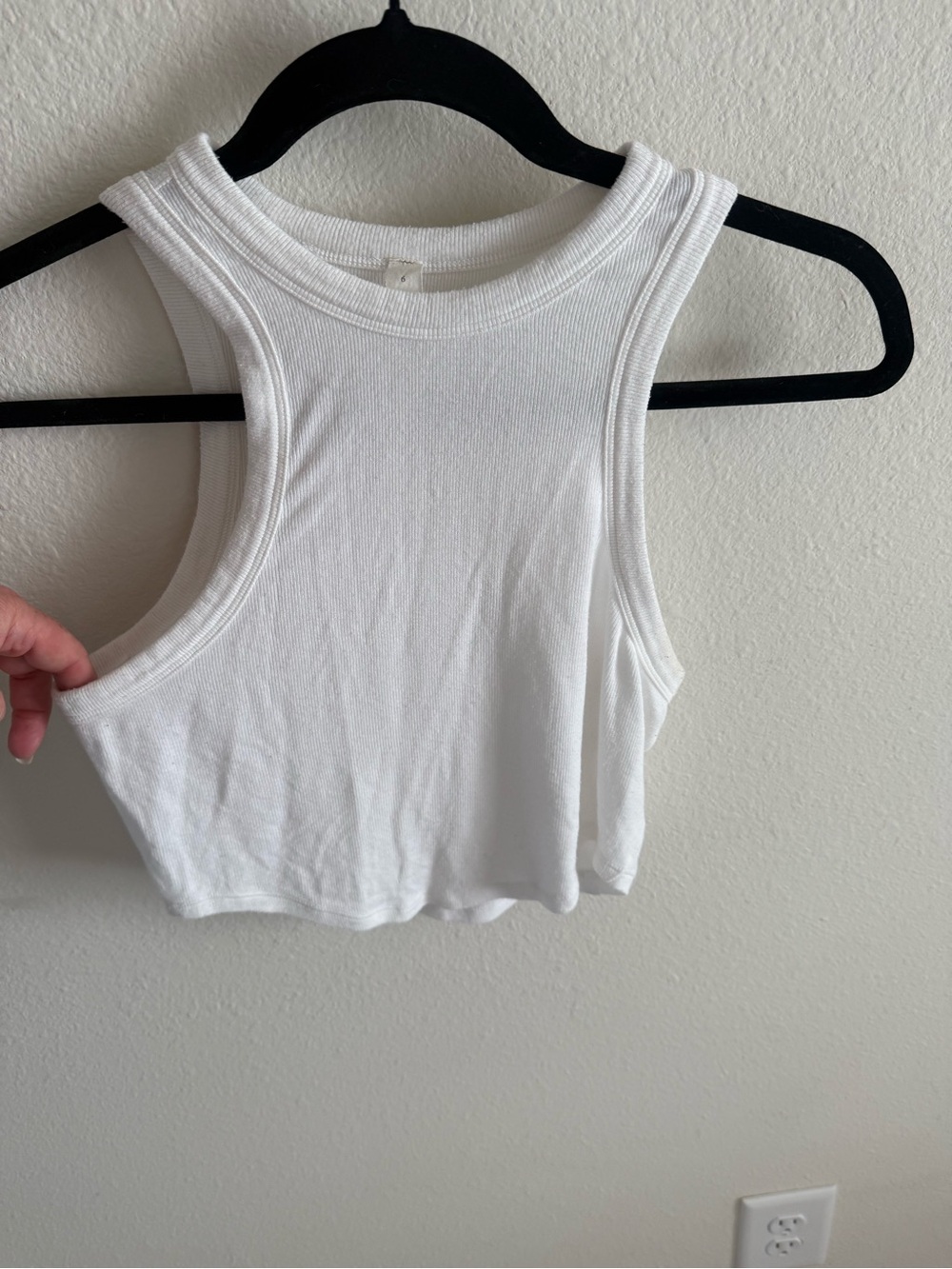 lululemon athletica White Ribbed Racerback Crop Tank